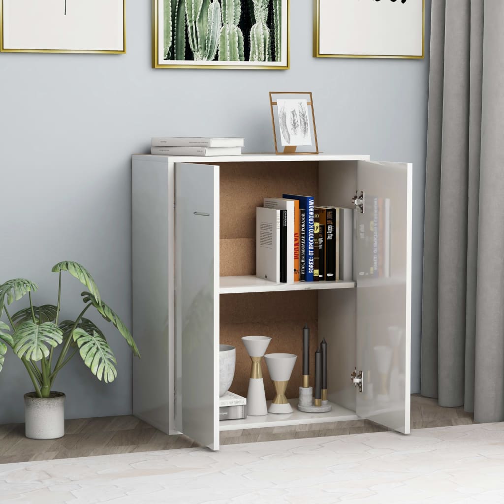

vidaXL Dressoir 60x30x75 cm spaanplaat hoogglans wit