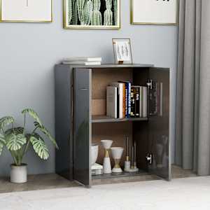 vidaXL &Scaron;oninė spintelė, pilkos spalvos, 60x30x75cm, MDP, ypač blizgi