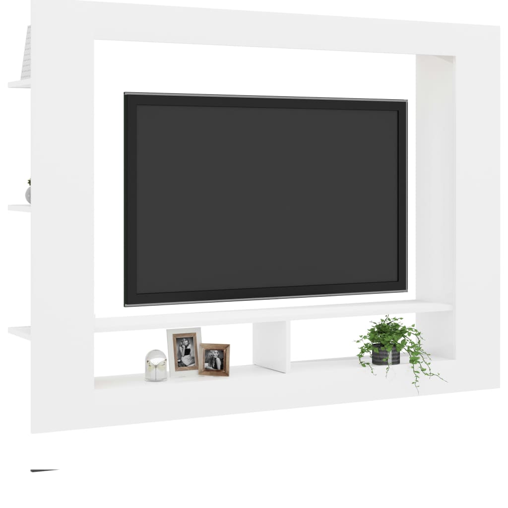 Meuble TV Blanc 152x22x113 cm Aggloméré | meublestv.fr 4