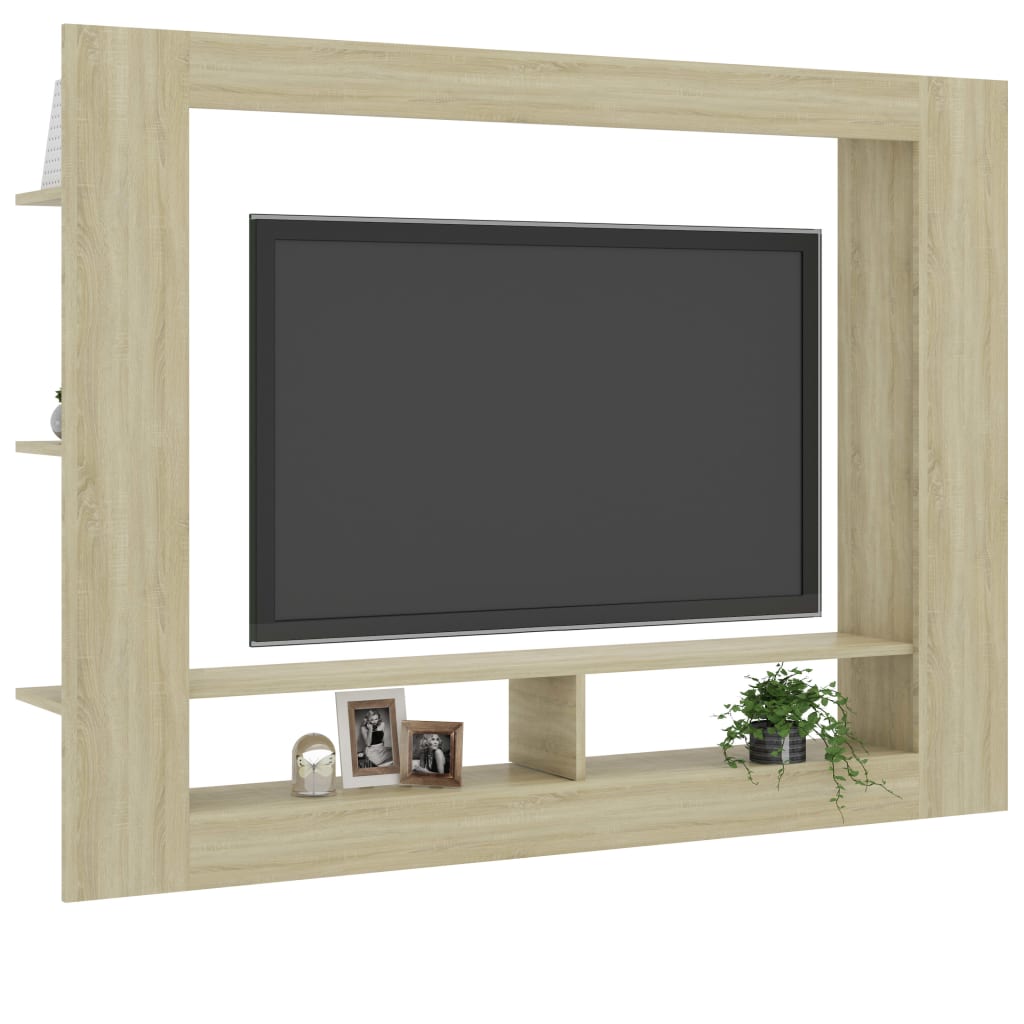 Sonoma-tölgy színű szerelt fa TV-szekrény 152 x 22 x 113 cm 