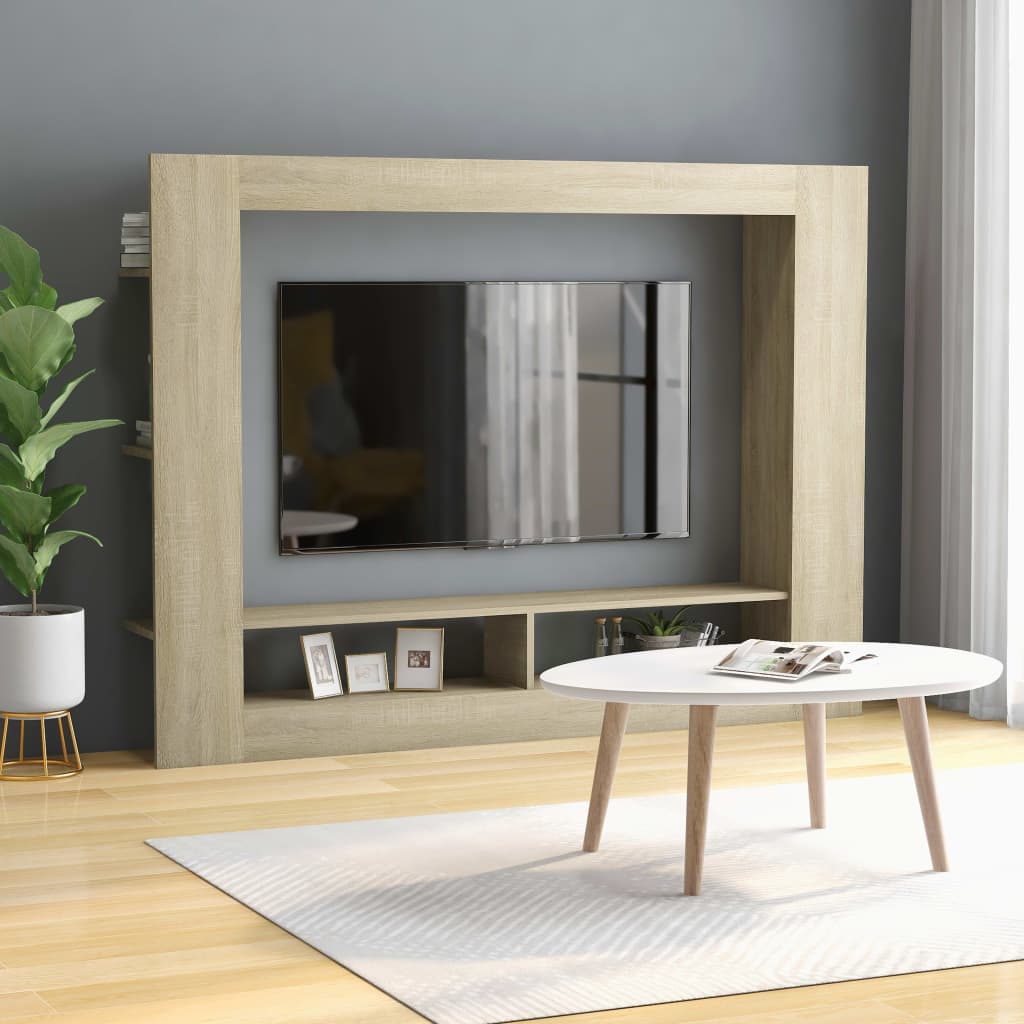 Mesa TV Salon,Mueble para TV madera contrachapada gris Sonoma