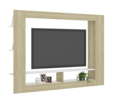 vidaXL Έπιπλο Τηλεόρασης Λευκό/Sonoma Δρυς 152x22x113 εκ. Επεξ. Ξύλο