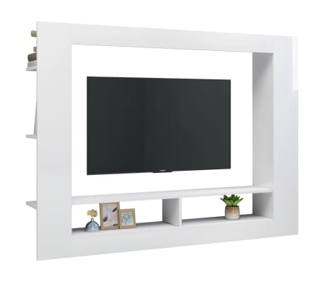 vidaXL TV-Schrank Hochglanz-Weiß 152x22x113 cm Holzwerkstoff