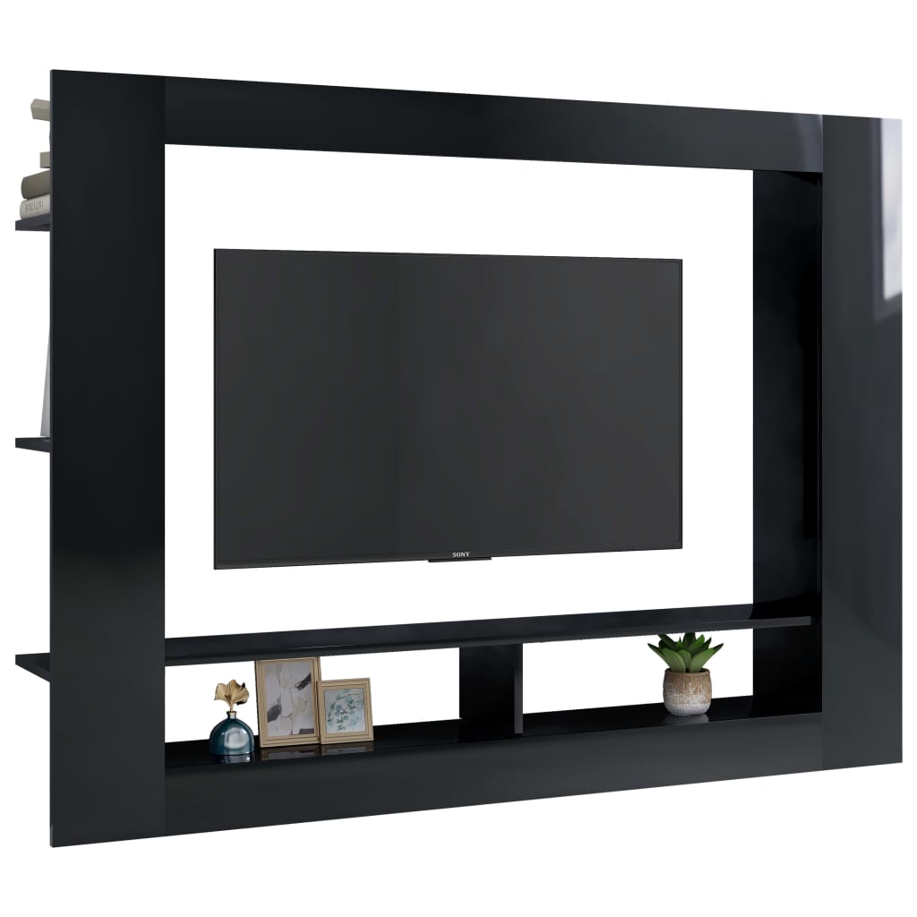 

vidaXL Tv-meubel 152x22x113 cm spaanplaat hoogglans zwart