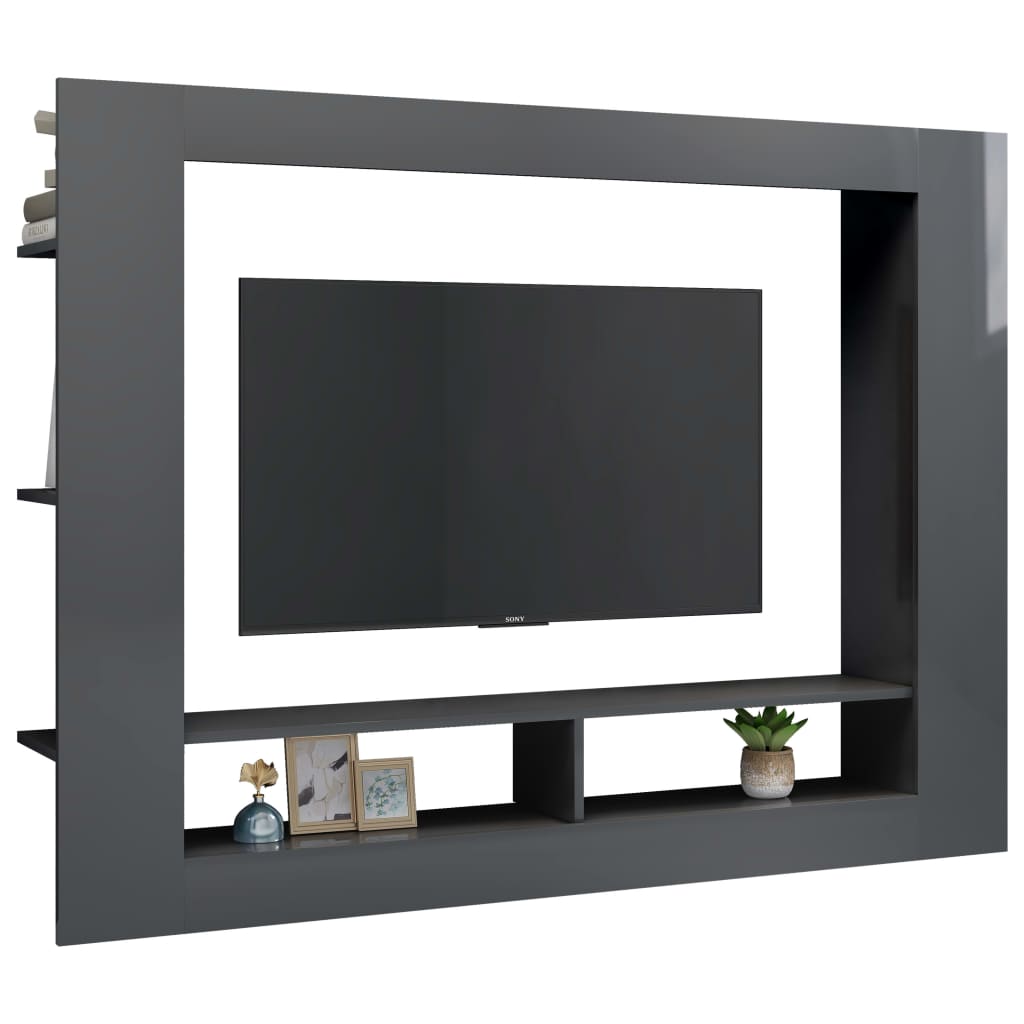 

vidaXL Tv-meubel 152x22x113 cm spaanplaat hoogglans grijs