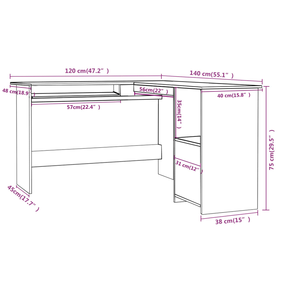 Unico Design Scrivania Bianca 140x50x76 cm in Legno Multistrato 140x50x76  cm Magnifico it - Bianco36937