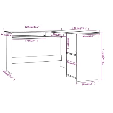 Vidaxl L Shaped Corner Desk White 47 2 X55 1 X29 5 Chipboard Vidaxl L Shaped Corner Desk White 47 2