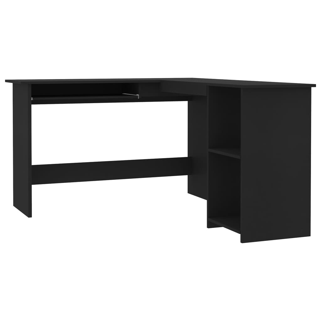 Image of vidaXL L-Shaped Corner Desk Black 120x140x75 cm Engineered Wood