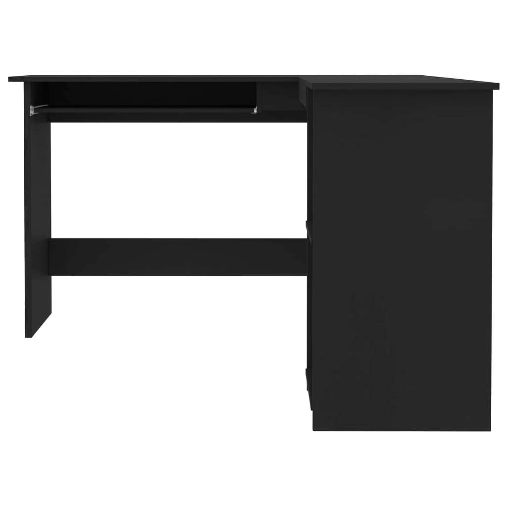 Fekete forgácslap L-alakú sarok-íróasztal 120 x 140 x 75 cm 