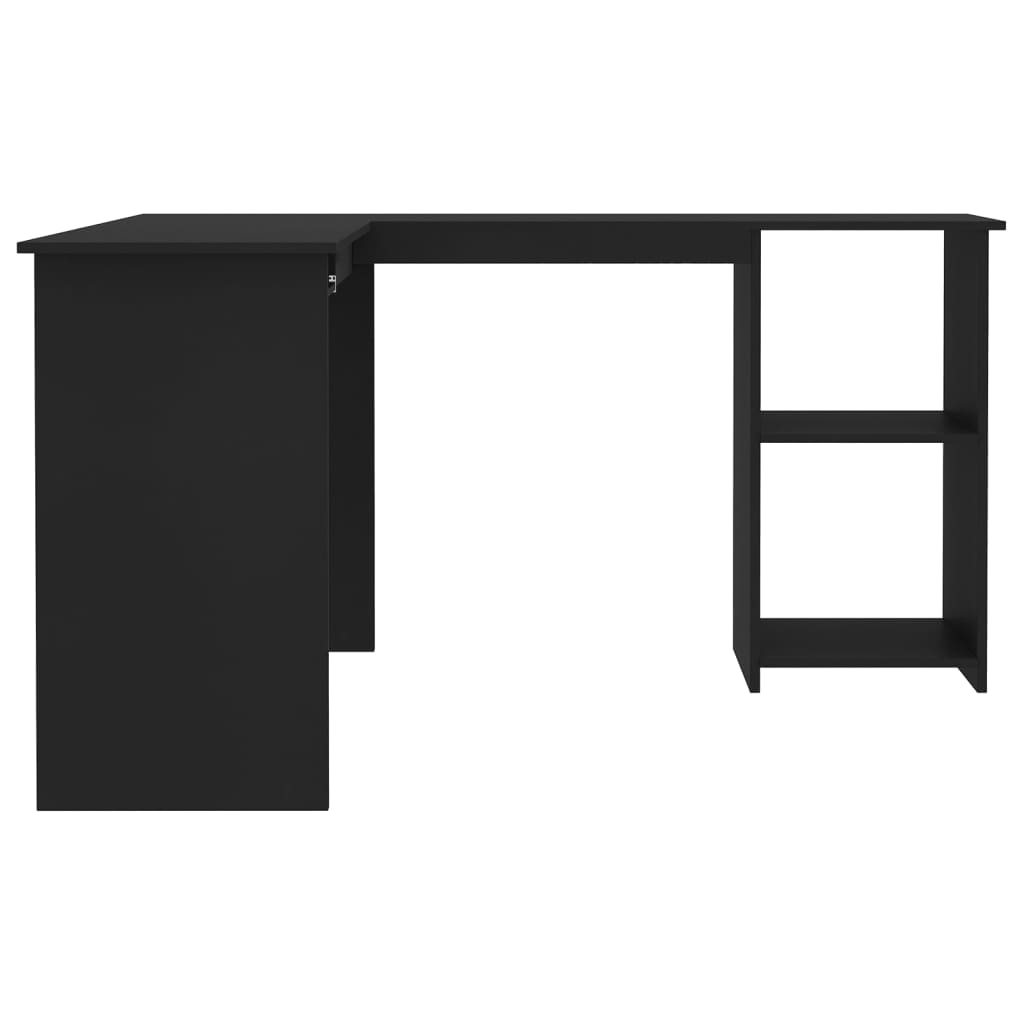 Fekete forgácslap L-alakú sarok-íróasztal 120 x 140 x 75 cm 