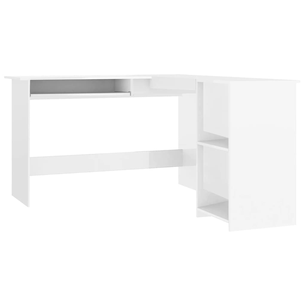 Image of vidaXL L-Shaped Corner Desk High Gloss White 120x140x75 cm Engineered Wood