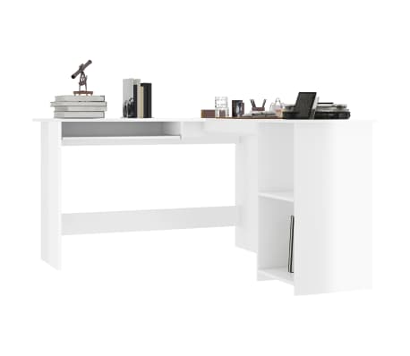 Vidaxl L Shaped Corner Desk High Gloss White 120x140x75 Cm