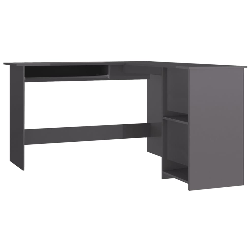 Image of vidaXL L-Shaped Corner Desk High Gloss Grey 120x140x75 cm Engineered Wood