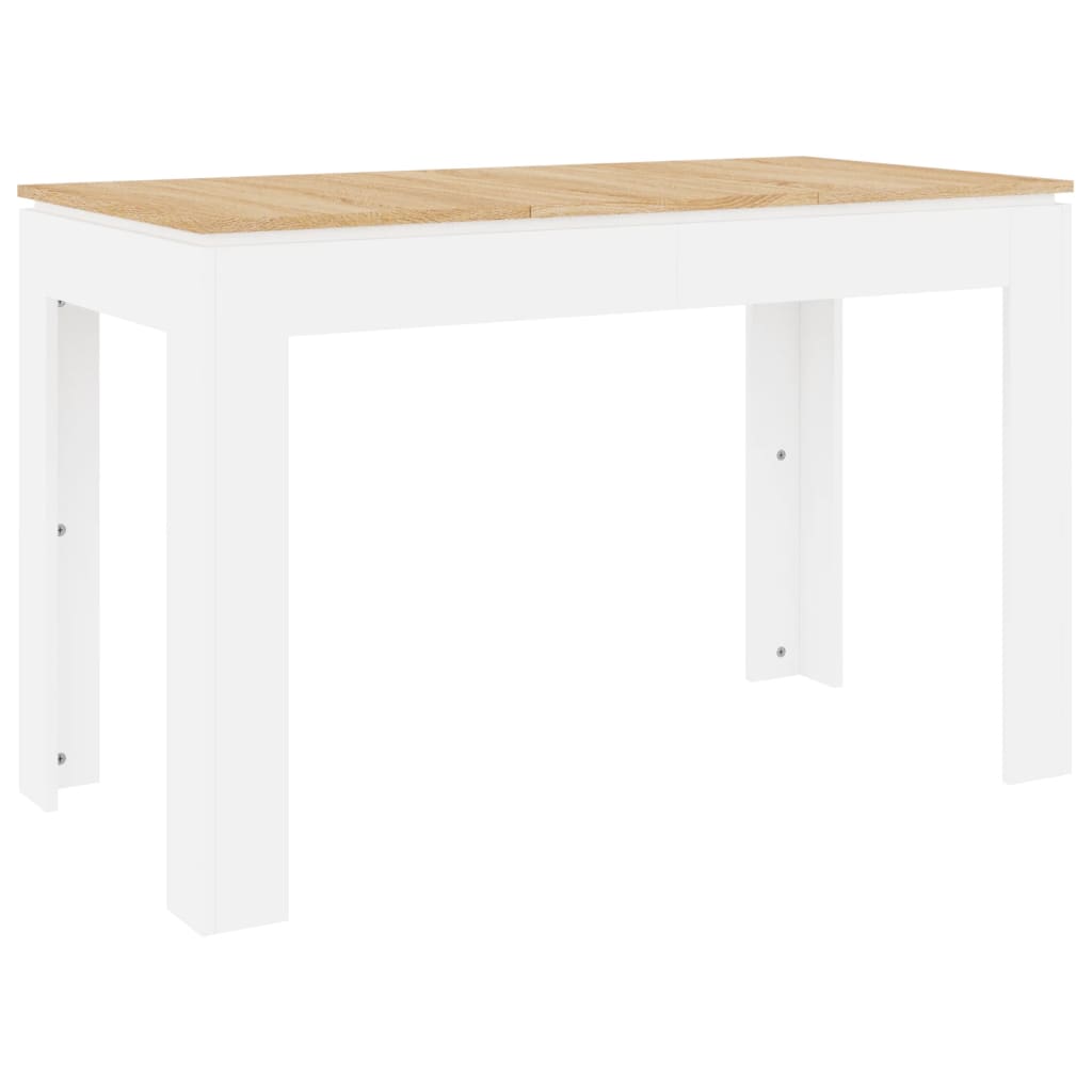 Jídelní stůl bílý a dub sonoma 120 x 60 x 76 cm dřevotříska