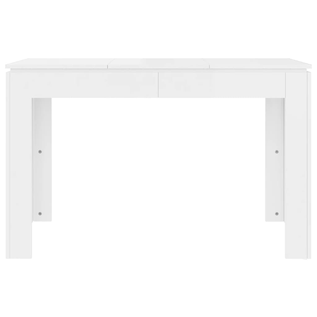 Magasfényű fehér forgácslap étkezőasztal 120 x 60 x 76 cm 