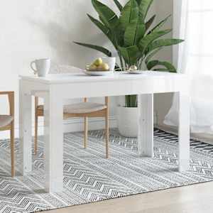 Jedilna miza visok sijaj bela 120x60x76 cm iverna plošča