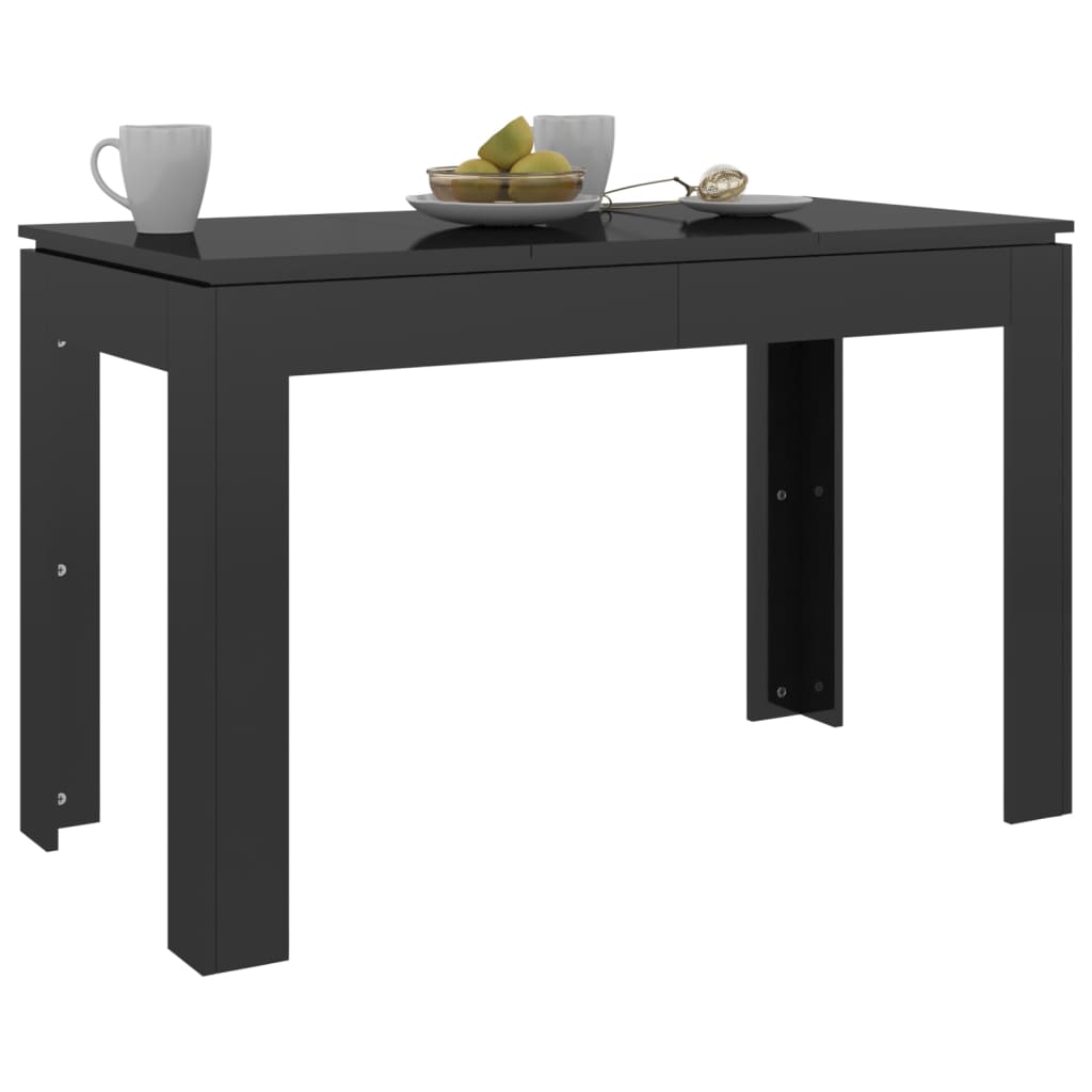 

vidaXL Eettafel 120x60x76 cm spaanplaat hoogglans zwart