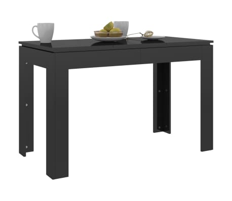 vidaXL Dining Table High Gloss Black 120x60x76 cm Engineered Wood