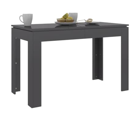 vidaXL Dining Table High Gloss Grey 120x60x76 cm Engineered Wood