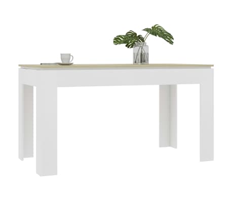 vidaXL Dining Table White and Sonoma Oak 55.1"x27.6"x29.9" Engineered Wood