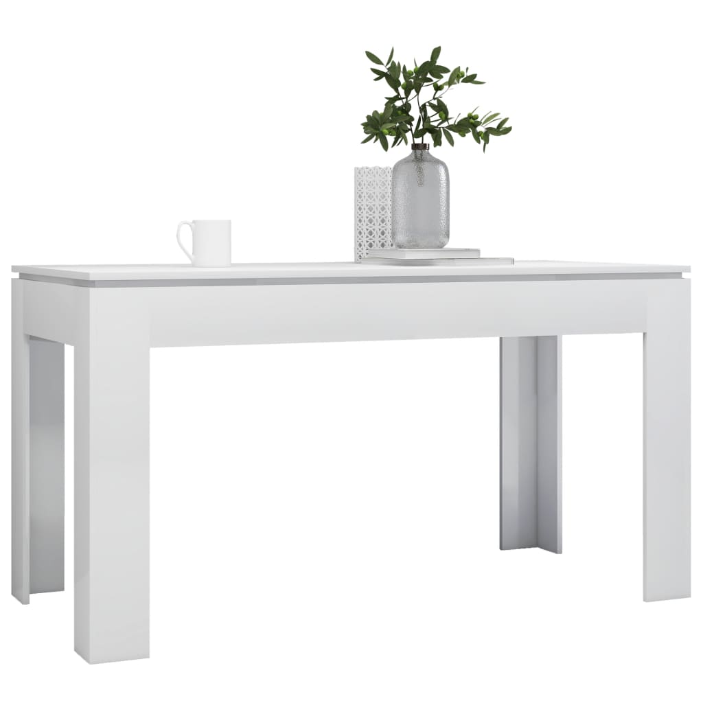 

vidaXL Eettafel 140x70x76 cm spaanplaat hoogglans wit