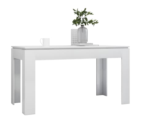 vidaXL Valgomojo stalas, baltas, 140x70x76cm, MDP, ypač blizgus