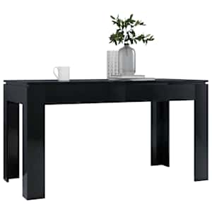 vidaXL Valgomojo stalas, juodas, 140x70x76cm, MDP, ypač blizgus