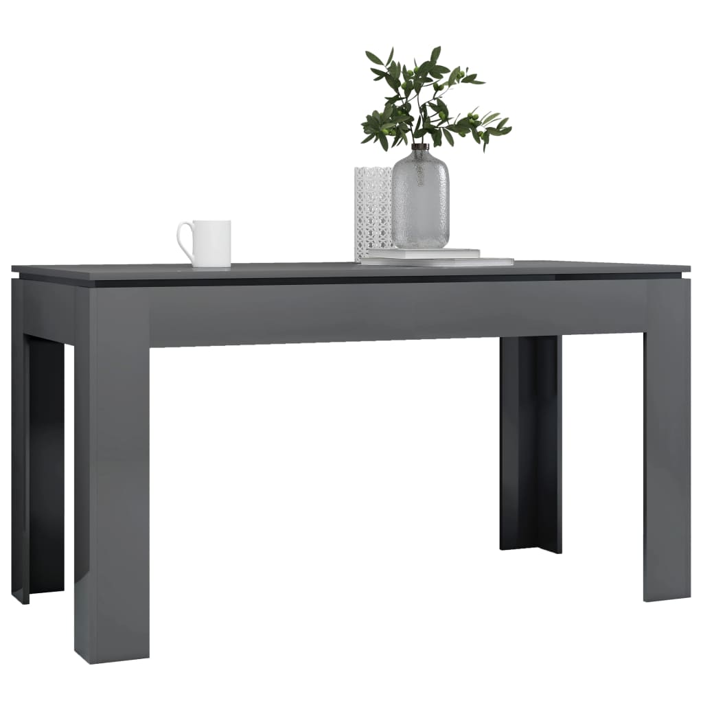 

vidaXL Eettafel 140x70x76 cm spaanplaat hoogglans grijs