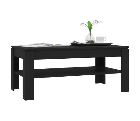 vidaXL Kavos staliukas, juodos spalvos, 110x60x47cm, MDP