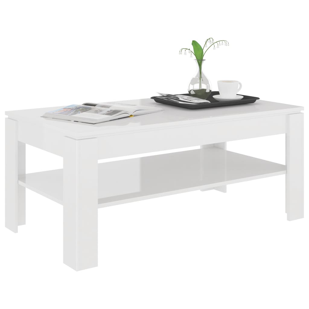 

vidaXL Salontafel 110x60x47 cm spaanplaat hoogglans wit