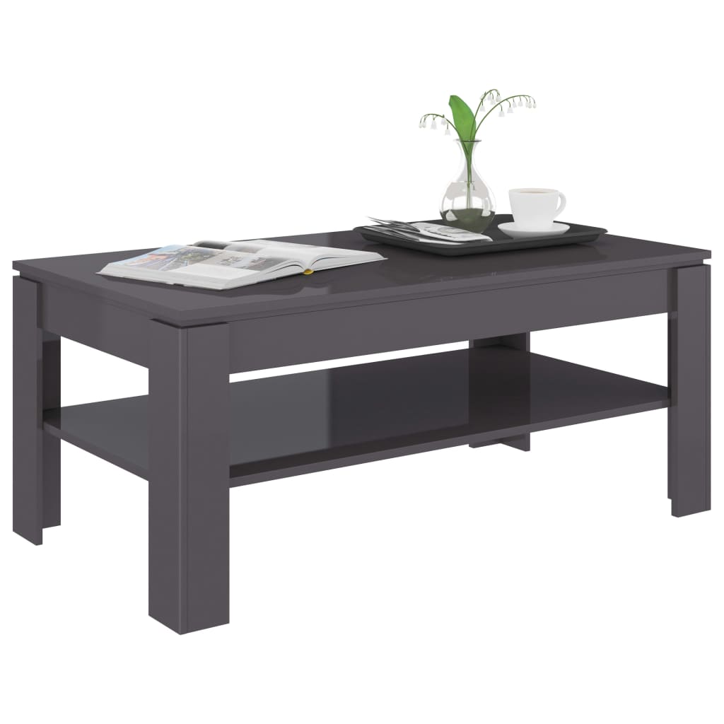 

vidaXL Salontafel 110x60x47 cm spaanplaat hoogglans grijs