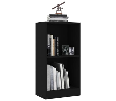 vidaXL Bookshelf Black 15.7"x9.4"x29.5" Engineered Wood