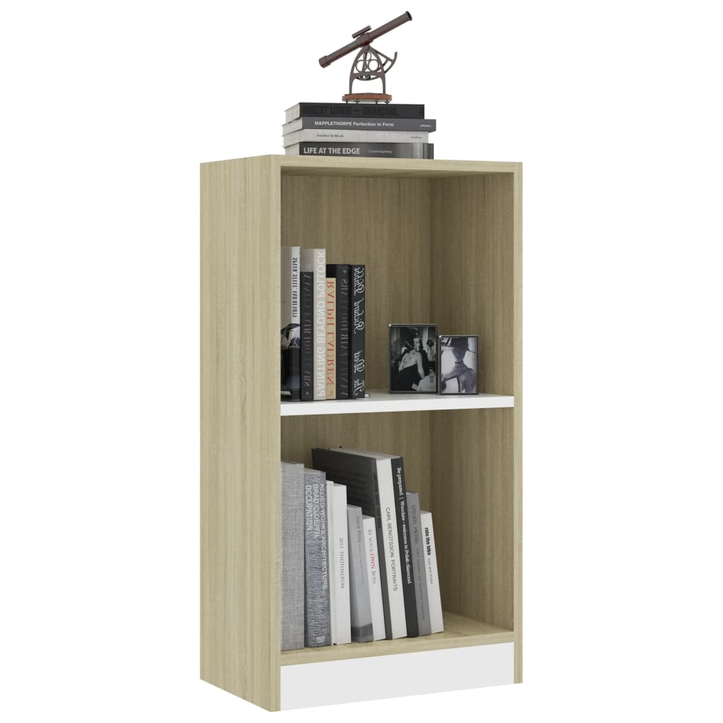 vidaXL Bücherregal Weiß Sonoma-Eiche 40x24x75 cm Holzwerkstoff