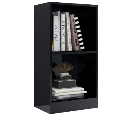 vidaXL Boekenkast 40x24x75 cm spaanplaat hoogglans zwart