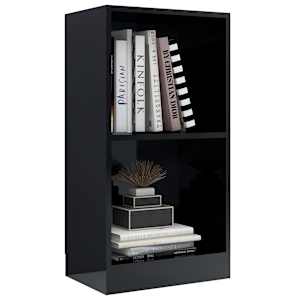 vidaXL Lentyna knygoms, juodos spalvos, 40x24x75cm, MDP, ypač blizgi