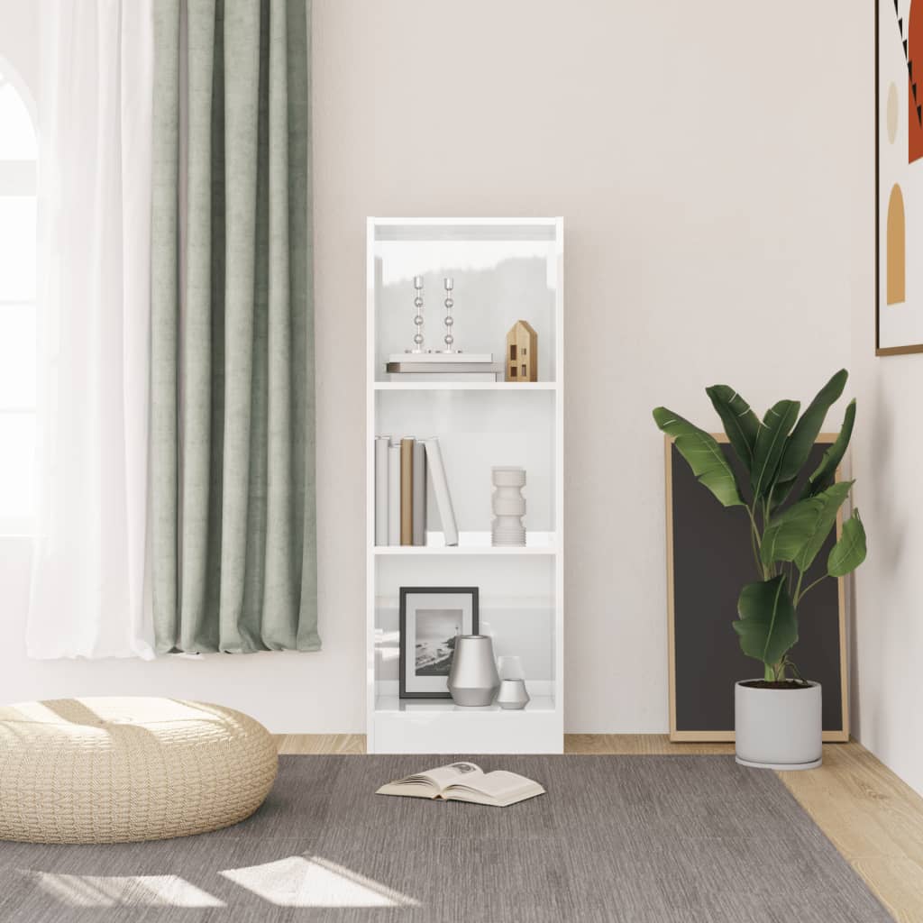 

vidaXL Boekenkast met 3 schappen 40x24x108 cm spaanplaat hoogglans wit