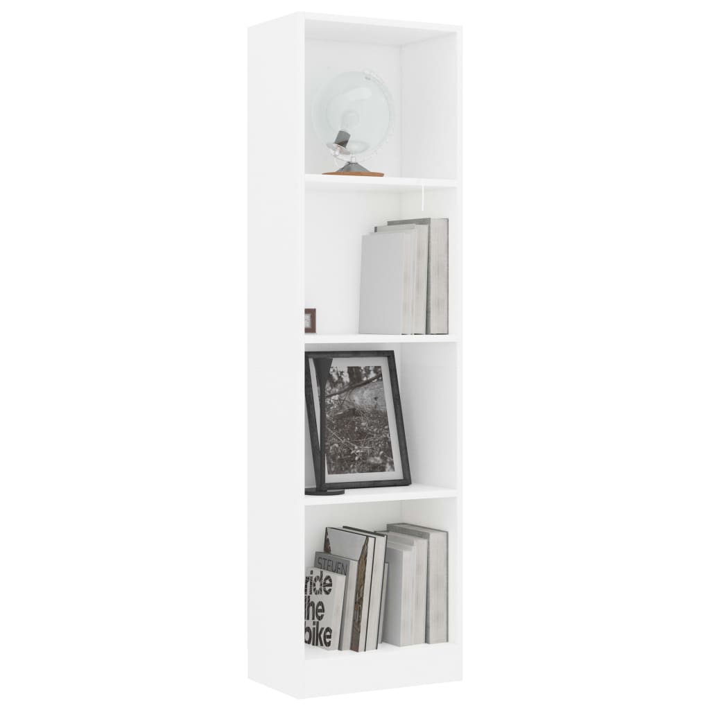 4-szintes fehér szerelt fa könyvszekrény 40 x 24 x 142 cm 