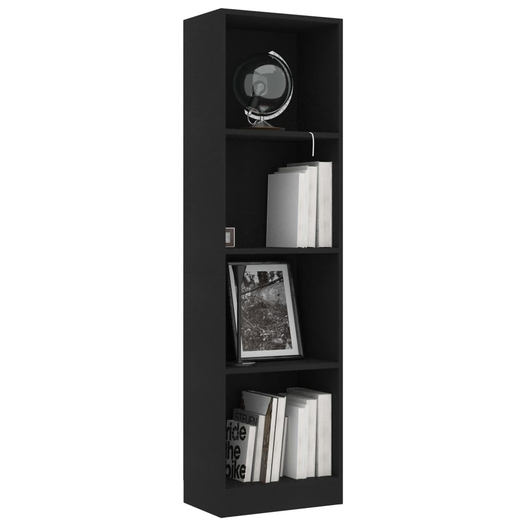 

vidaXL Boekenkast met 4 schappen 40x24x142 cm spaanplaat zwart
