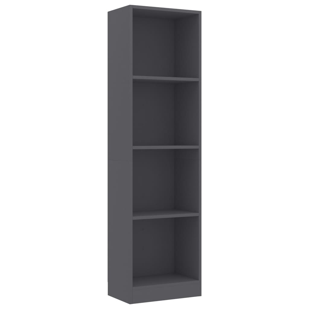 

vidaXL 4-Tier Book Cabinet Gray 15.7"x9.4"x55.9" Engineered Wood