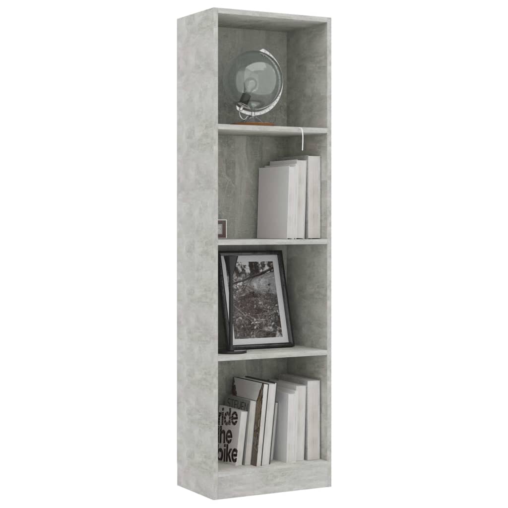 

vidaXL Boekenkast met 4 schappen 40x24x142 cm spaanplaat betongrijs