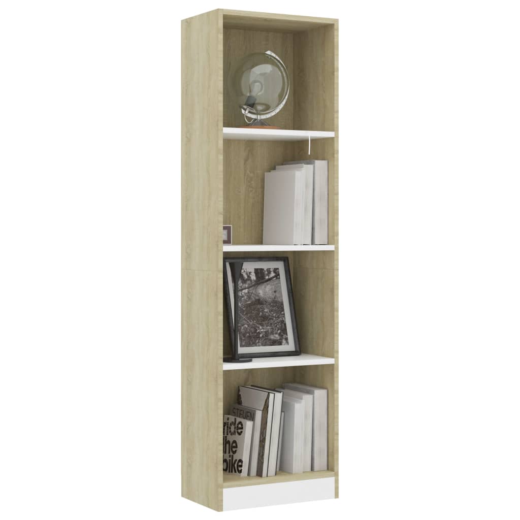 

vidaXL Boekenkast 4 schappen 40x24x142 cm spaanplaat wit sonoma eiken
