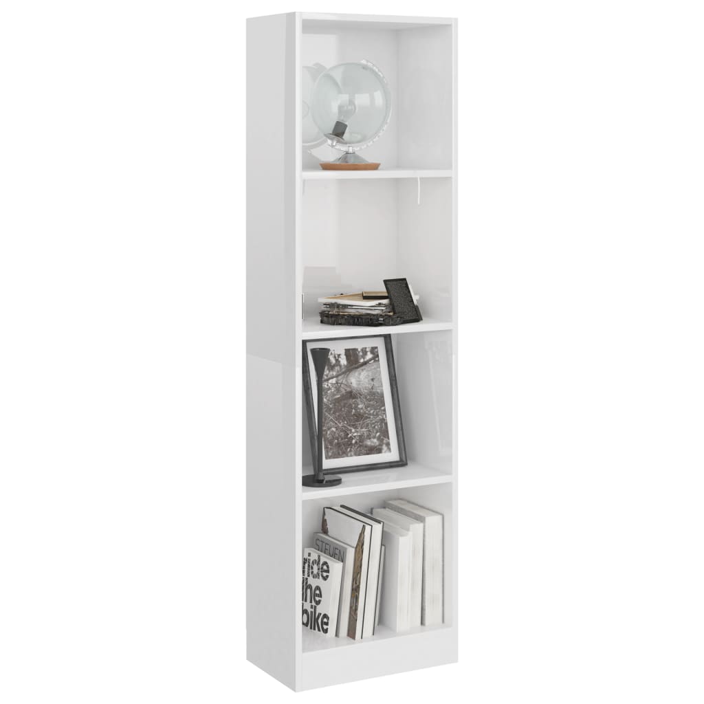 

vidaXL Boekenkast met 4 schappen 40x24x142 cm spaanplaat hoogglans wit