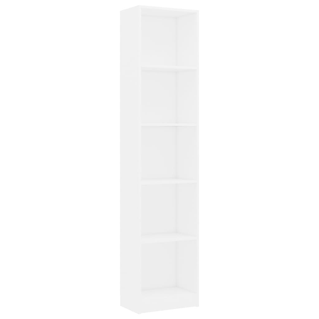 Bücherregal 5 Fächer Weiß 40×24×175 cm Spanplatte