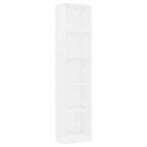 5patrová knihovna bílá 40 x 24 x 175 cm kompozitní dřevo - obrázek 2