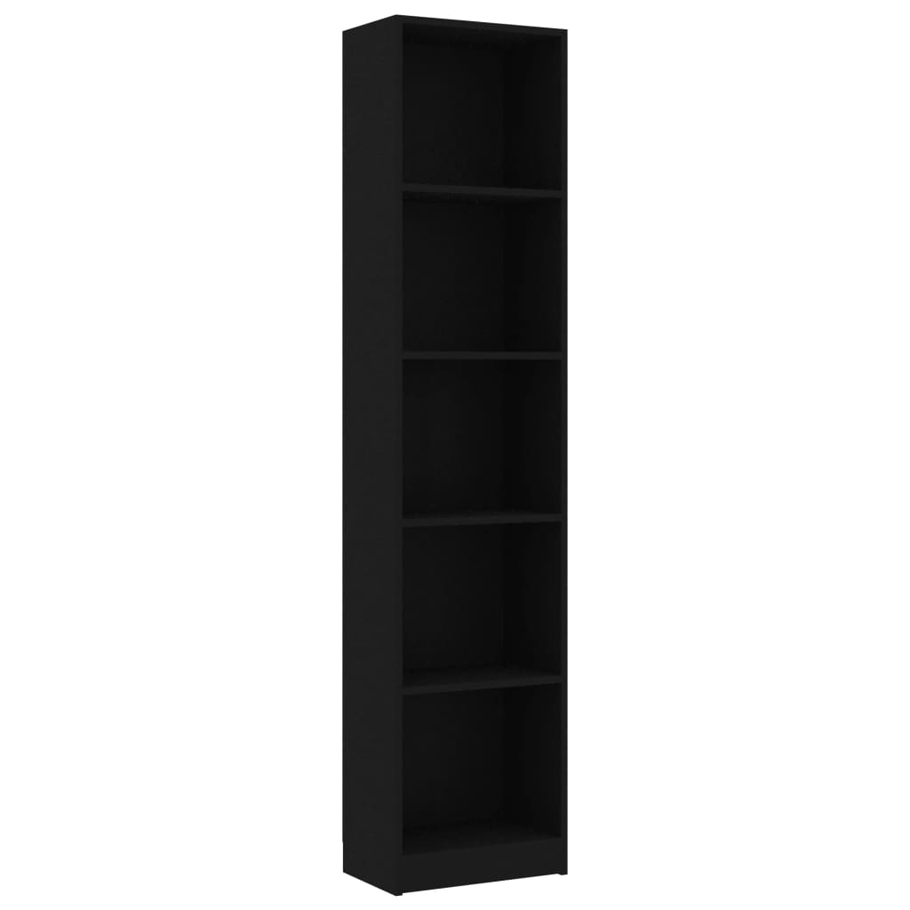 

vidaXL 5-Tier Book Cabinet Black 15.7"x9.4"x68.9" Chipboard