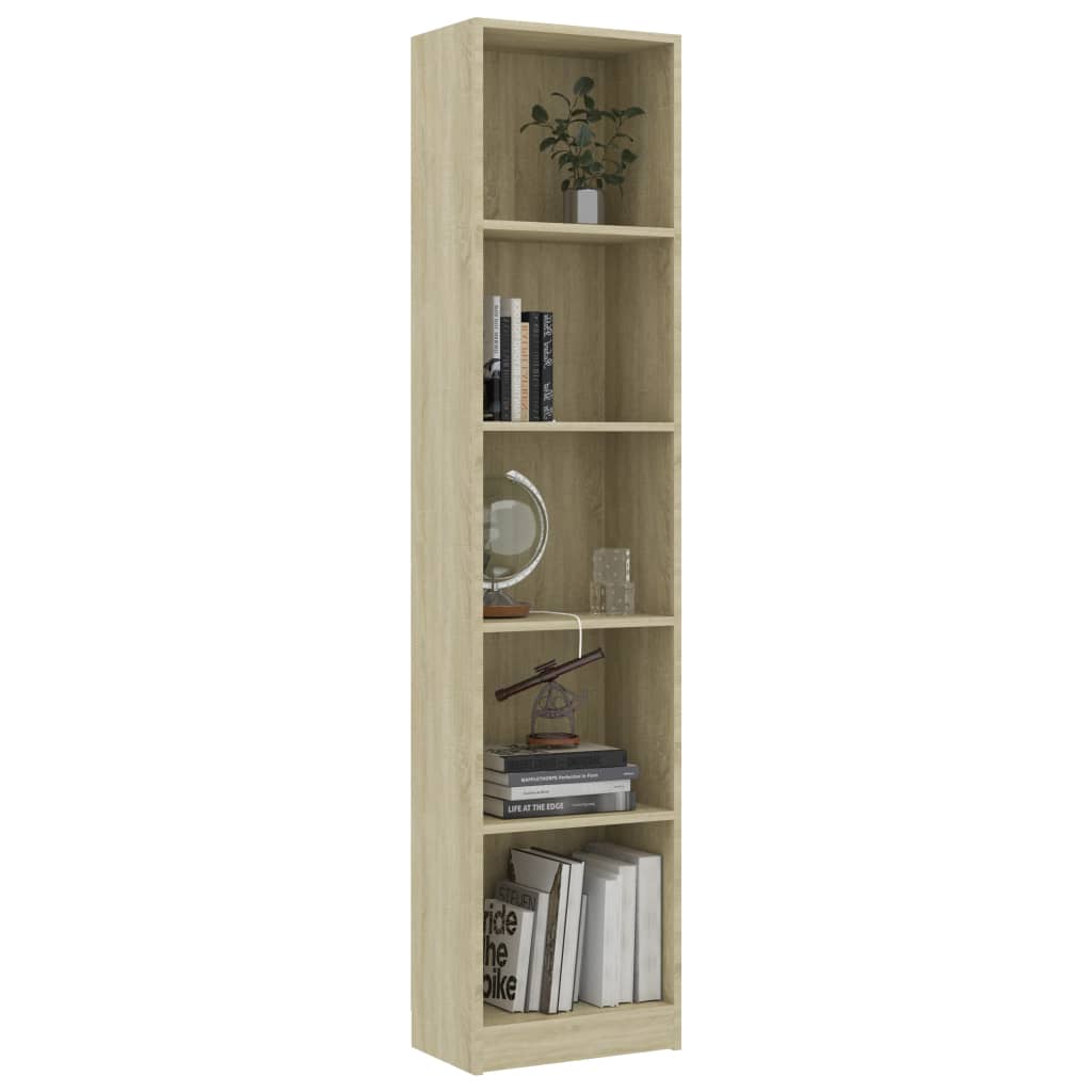 

vidaXL Boekenkast met 5 schappen 40x24x175 cm spaanplaat eikenkleurig