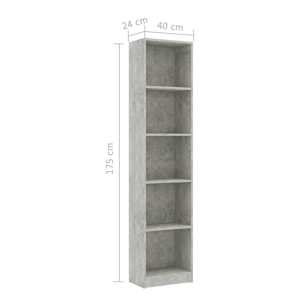 5patrová knihovna betonově šedá 40x24x175 cm kompozitní dřevo - obrázek 6