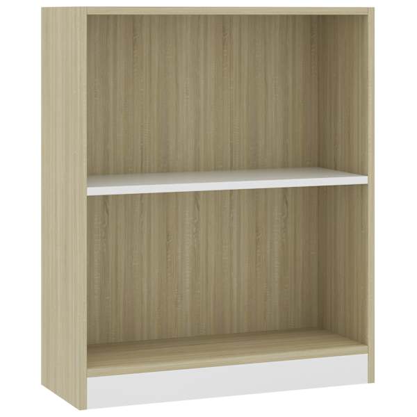 vidaXL raamaturiiul, valge, Sonoma tamm, 60x24x76 cm, tehispuit