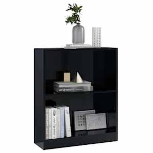 vidaXL Kirjahylly korkeakiilto musta 60x24x76 cm tekninen puu