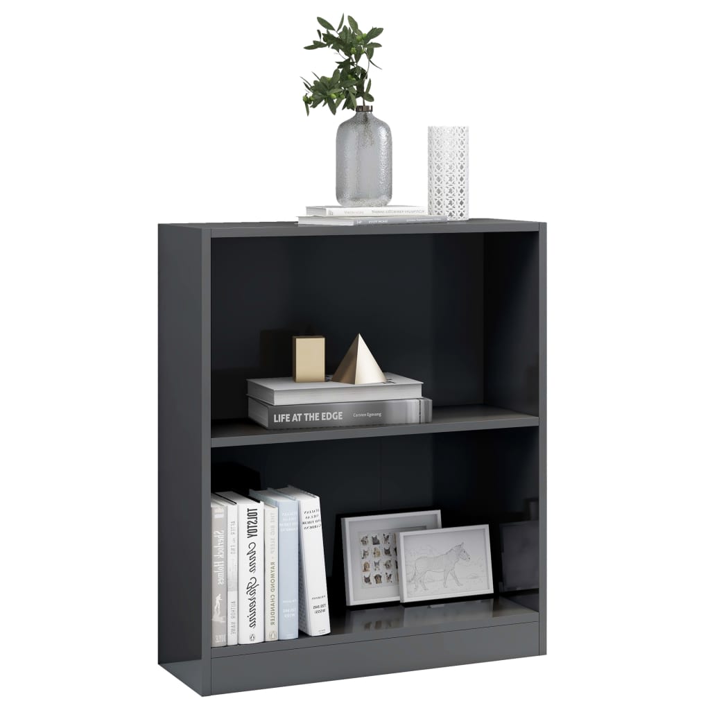 

vidaXL Boekenkast 60x24x74,5 cm bewerkt hout hoogglans grijs